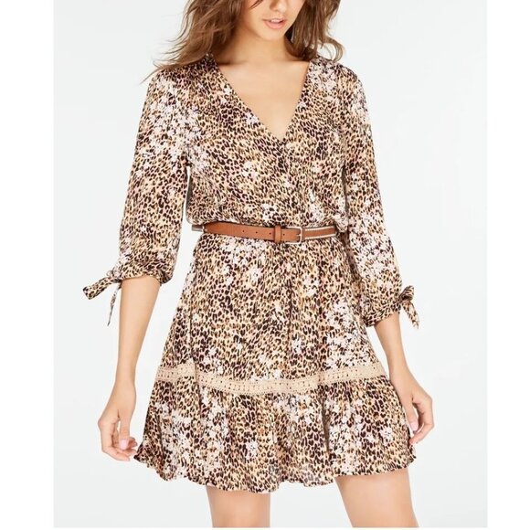 NEW  American Rag Animal-Print Brown Tan Summer Ruffle Midi Dress P3670 - Picture 1 of 9